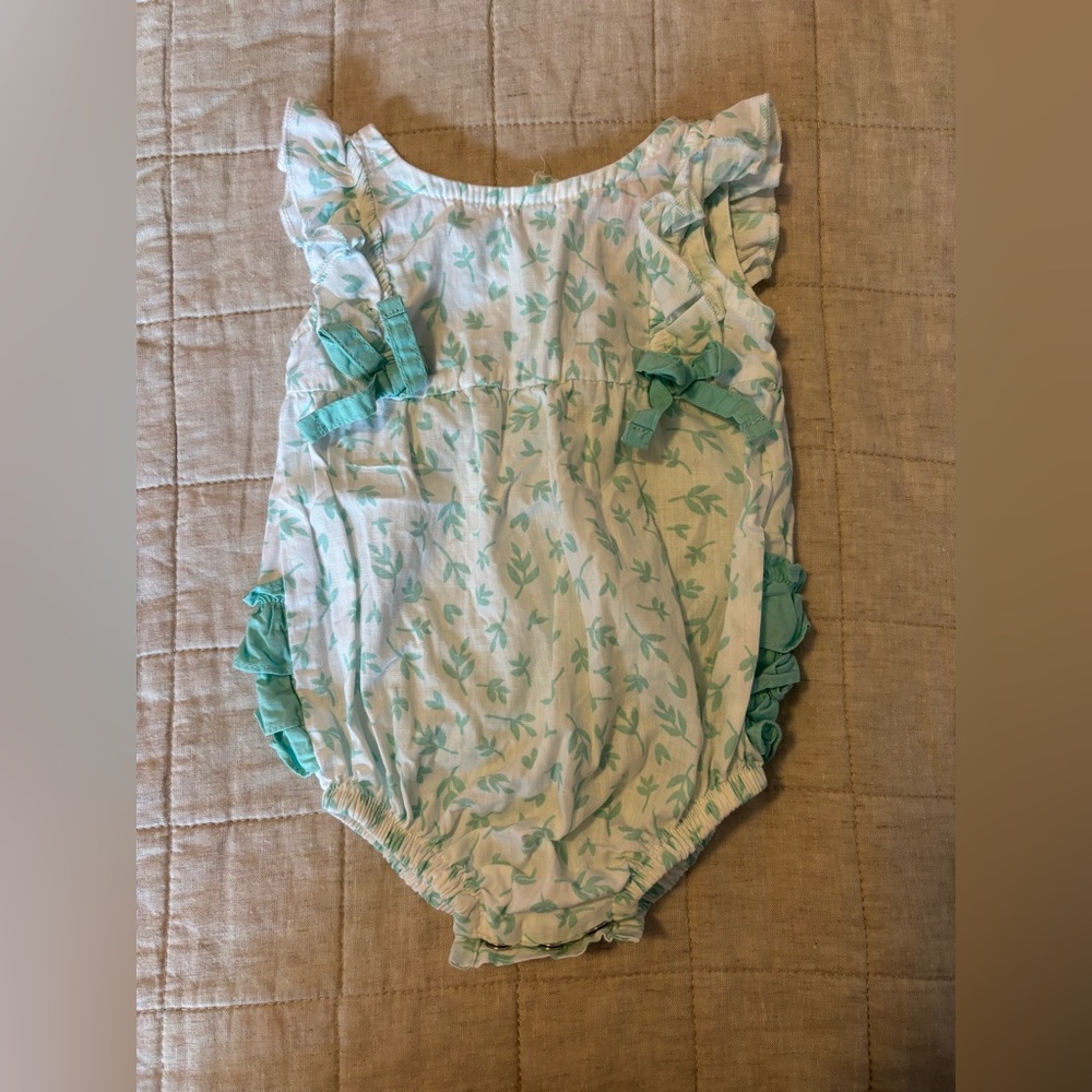 Ruffle butts teal floral onesie